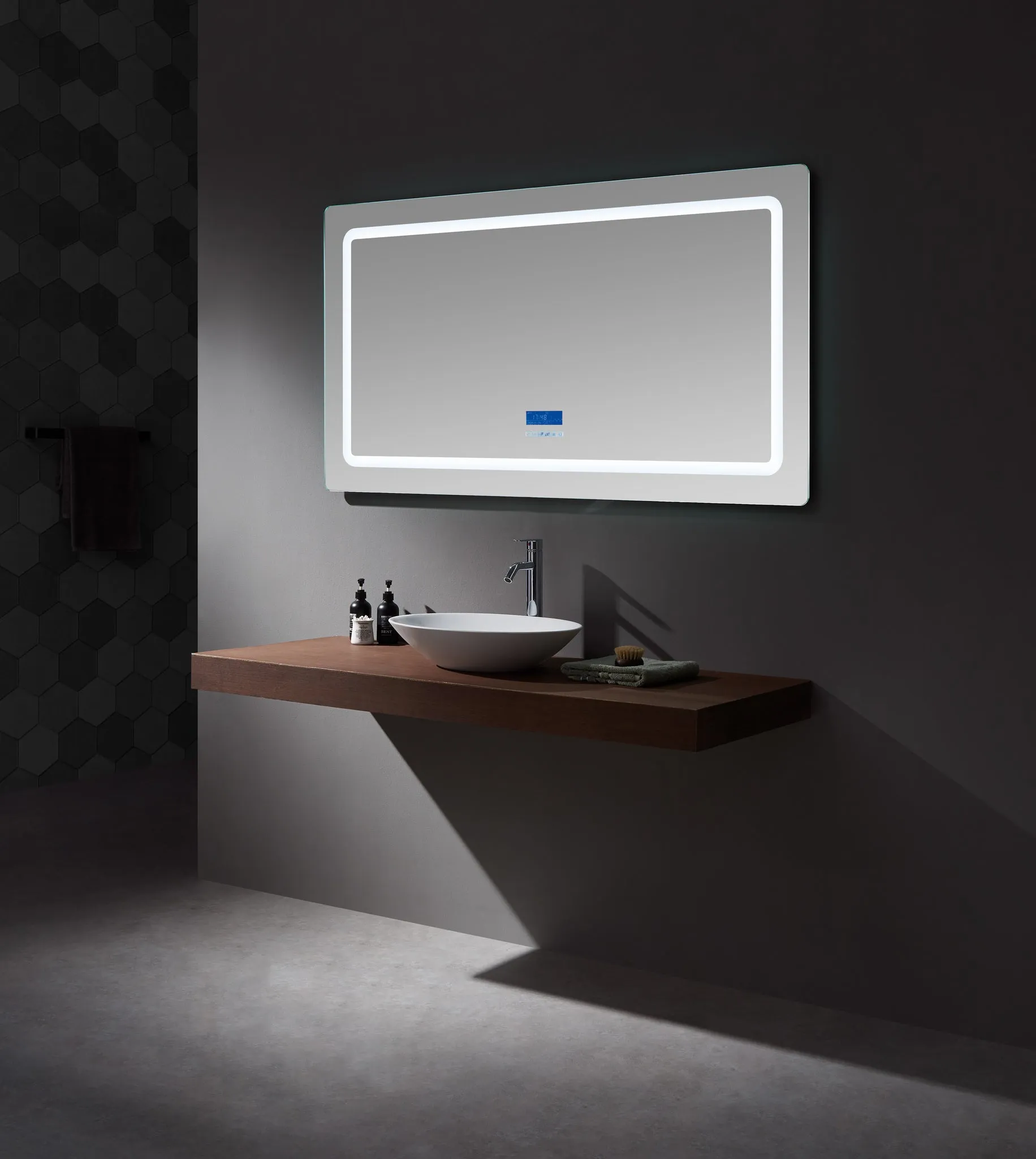 Lexora Caldona 60" Wide x 32" Tall LED Mirror w/ Defogger