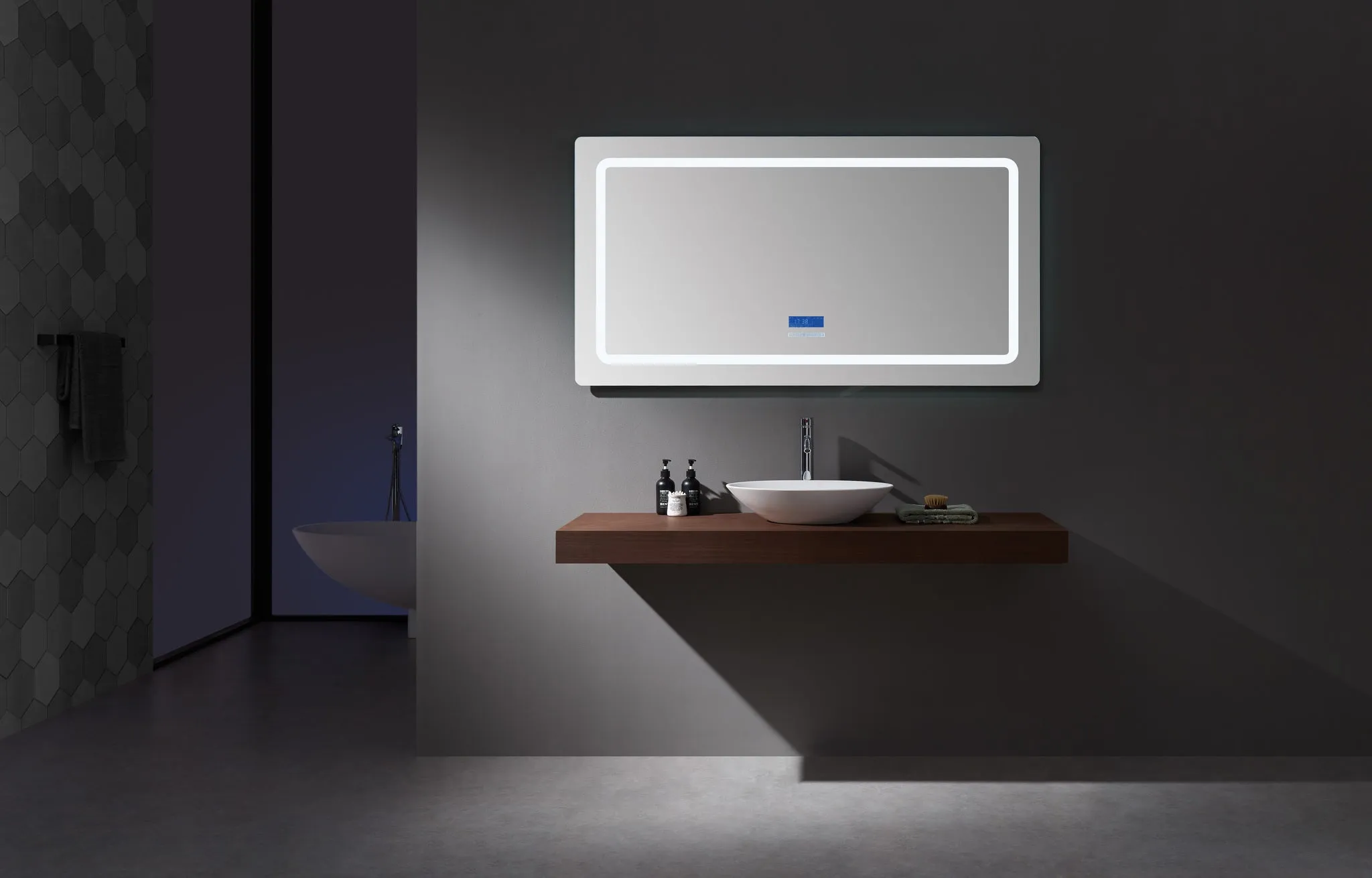 Lexora Caldona 60" Wide x 32" Tall LED Mirror w/ Defogger
