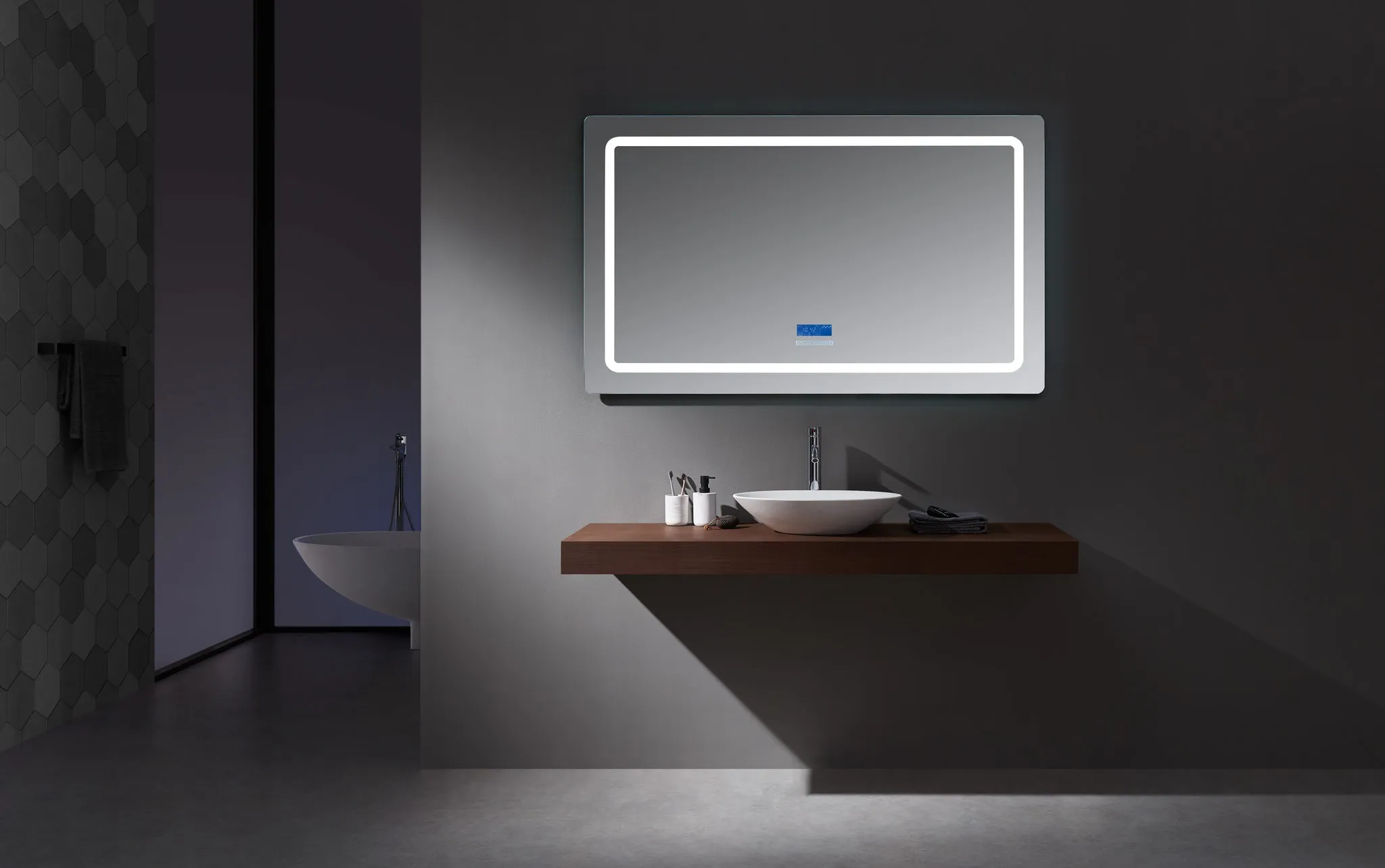 Lexora Caldona 60" Wide x 36" Tall LED Mirror w/ Defogger