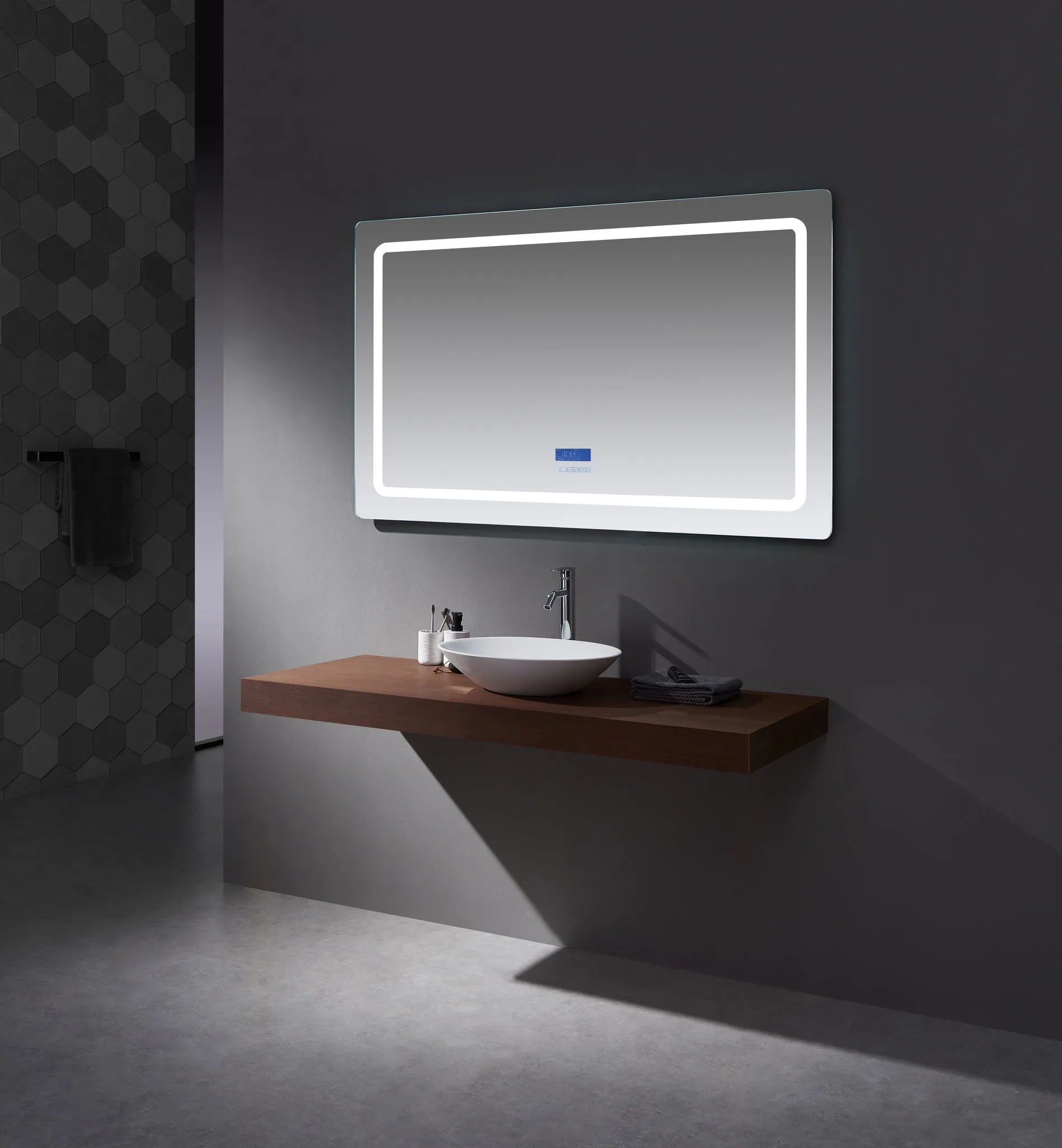 Lexora Caldona 60" Wide x 36" Tall LED Mirror w/ Defogger