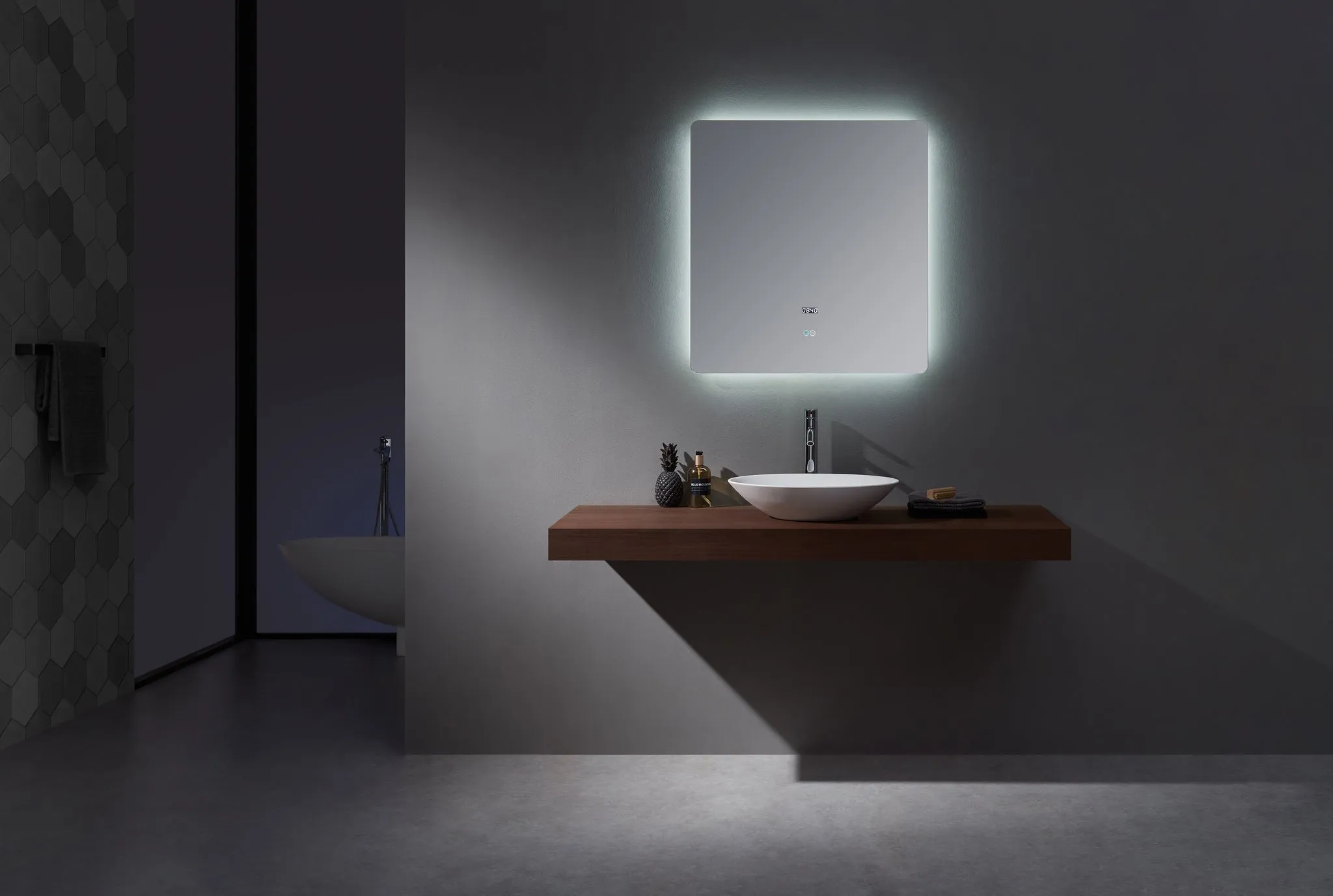 Lexora Lugano 30" Wide x 32" Tall LED Mirror w/ Defogger