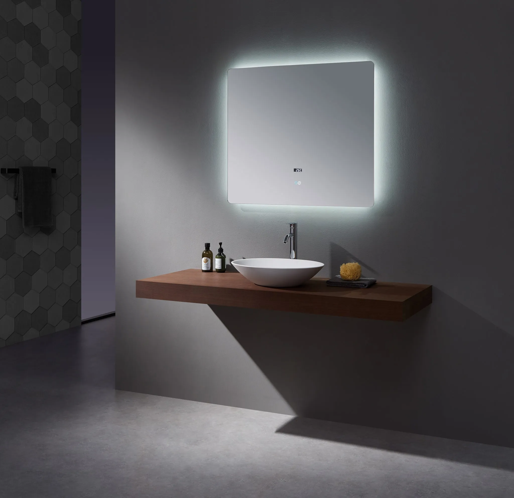 Lexora Lugano 36" Wide x 32" Tall LED Mirror w/ Defogger
