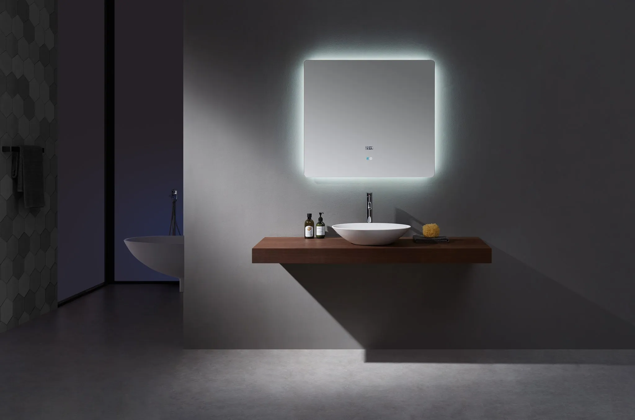 Lexora Lugano 36" Wide x 32" Tall LED Mirror w/ Defogger