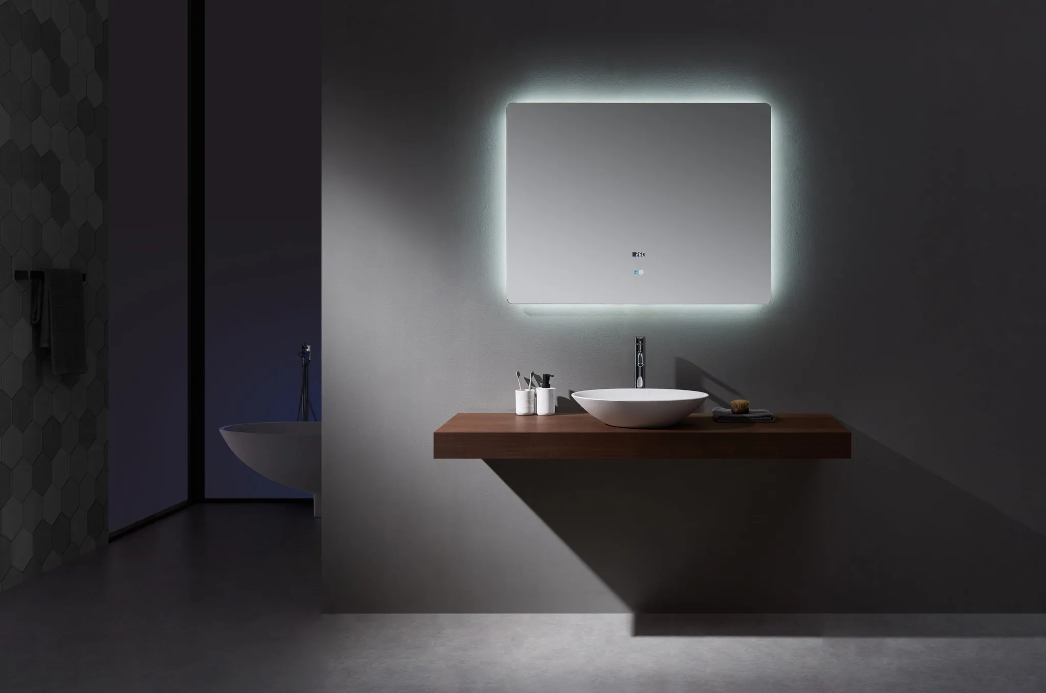 Lexora Lugano 42" Wide x 32" Tall LED Mirror w/ Defogger