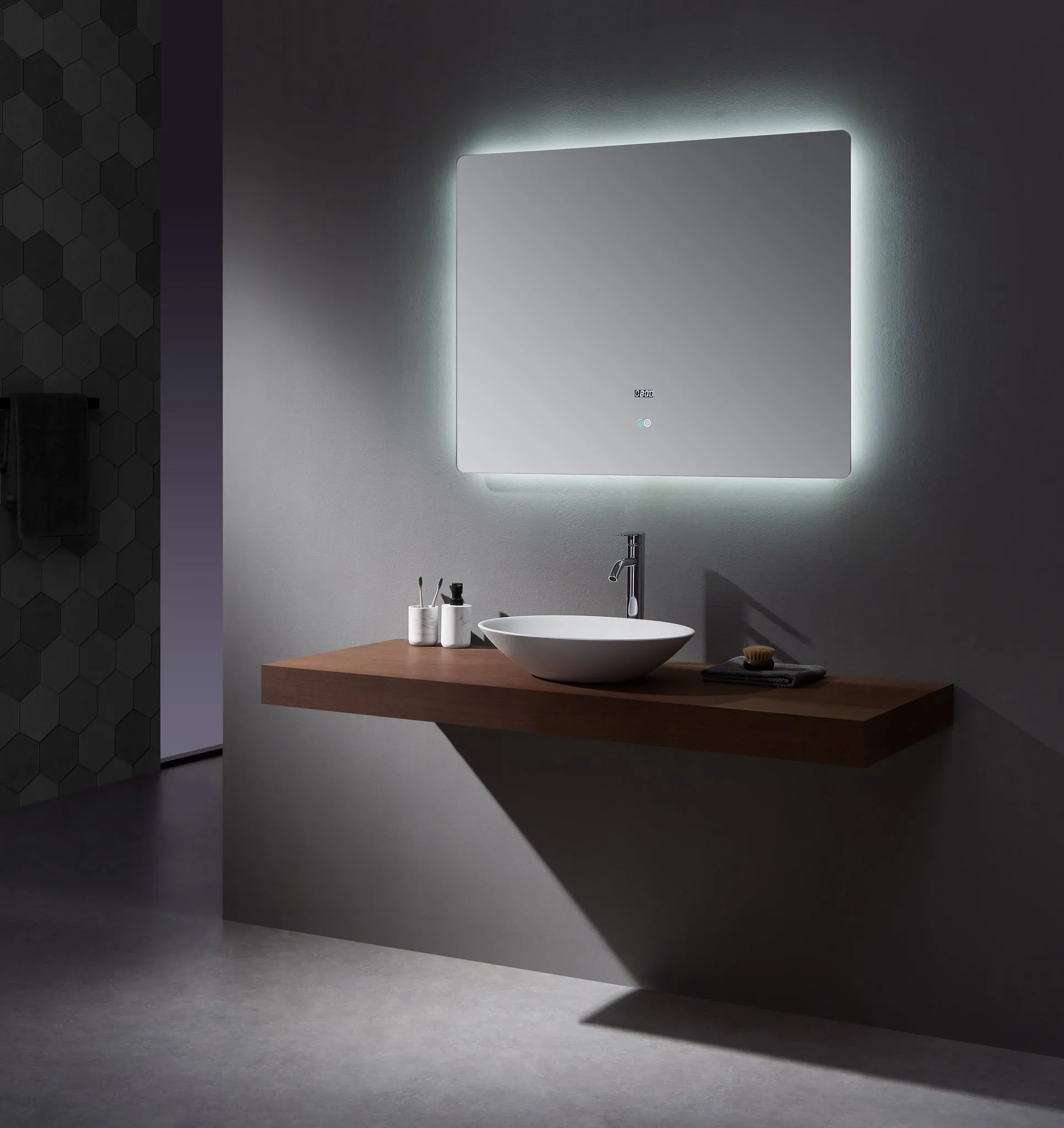 Lexora Lugano 42" Wide x 32" Tall LED Mirror w/ Defogger