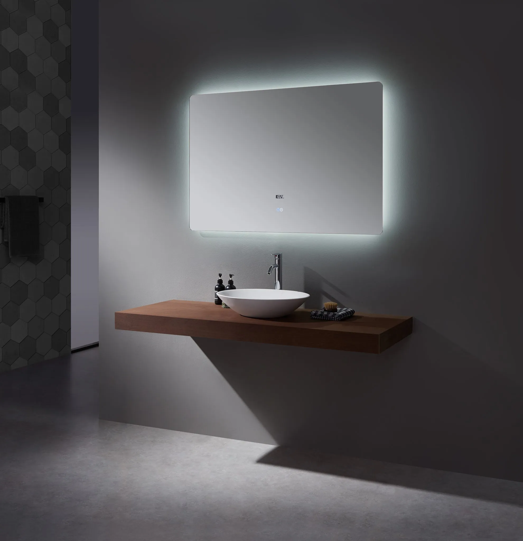 Lexora Lugano 48" Wide x 32" Tall LED Mirror w/ Defogger