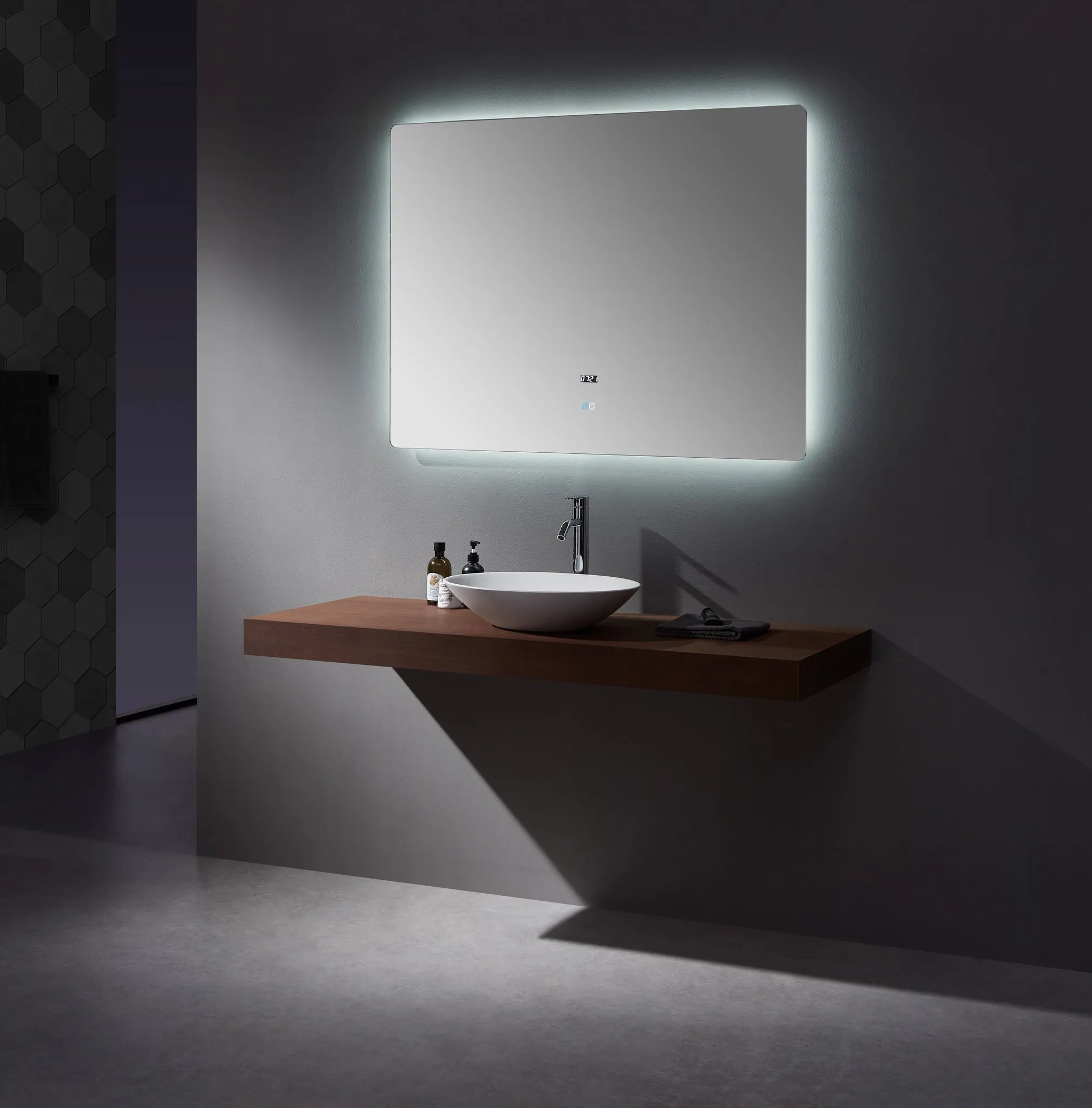 Lexora Lugano 48" Wide x 36" Tall LED Mirror w/ Defogger