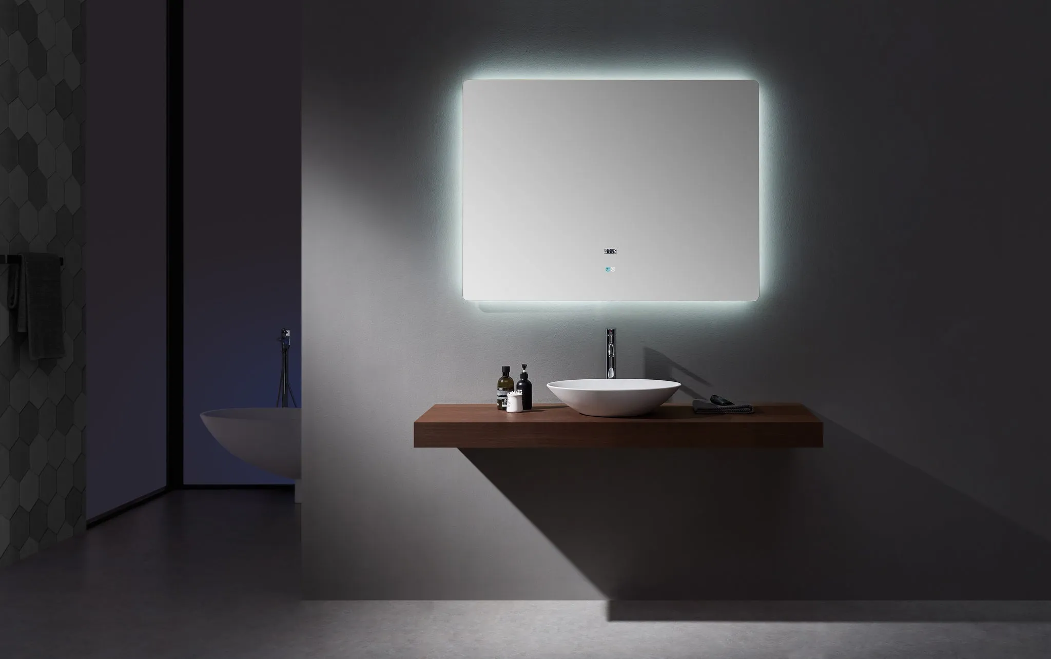Lexora Lugano 48" Wide x 36" Tall LED Mirror w/ Defogger