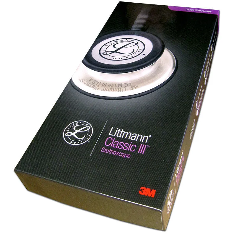 Littmann Classic III Monitoring Stethoscope: Black and Smoke 5811 - Over Engraved