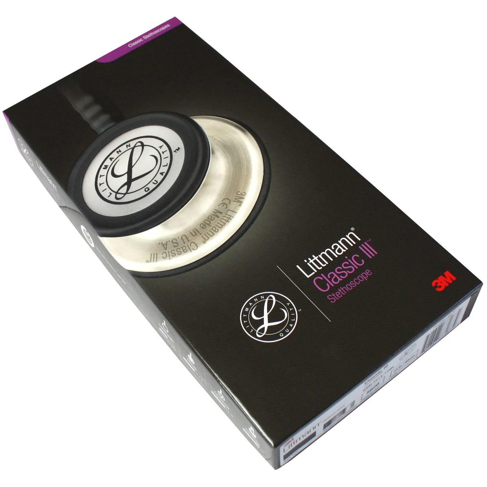 Littmann Classic III Monitoring Stethoscope: Black and Smoke 5811 - Over Engraved