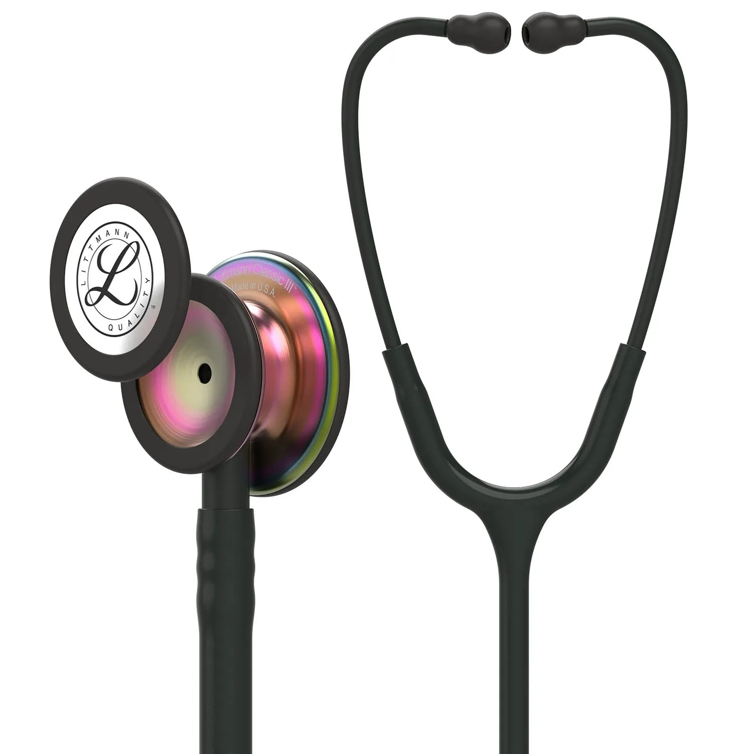 Littmann Classic III Monitoring Stethoscope: Black - Rainbow Finish 5870 - Over Engraved
