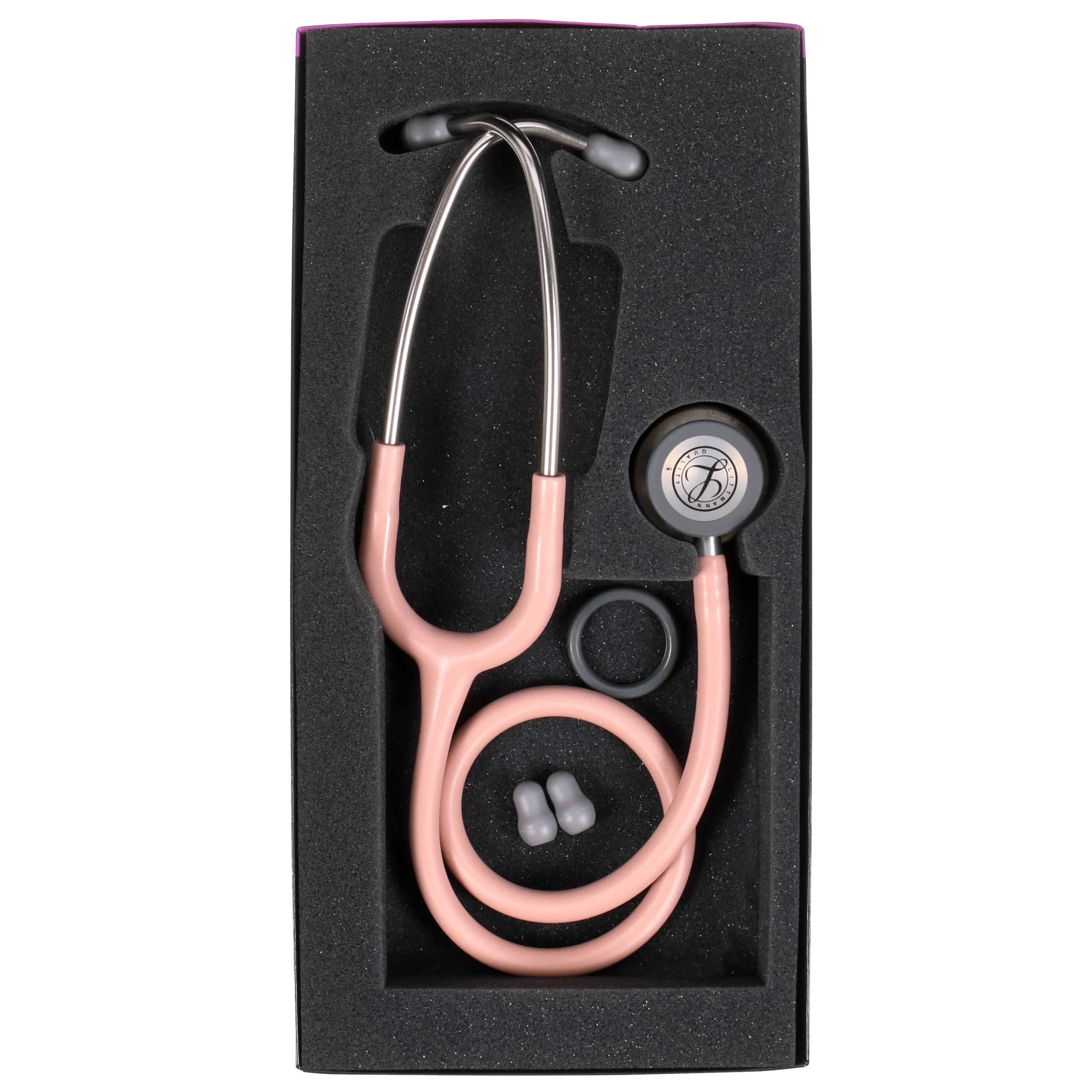 Littmann Classic III Monitoring Stethoscope: Satin Champagne Rose Tube 5910C - Over Engraved