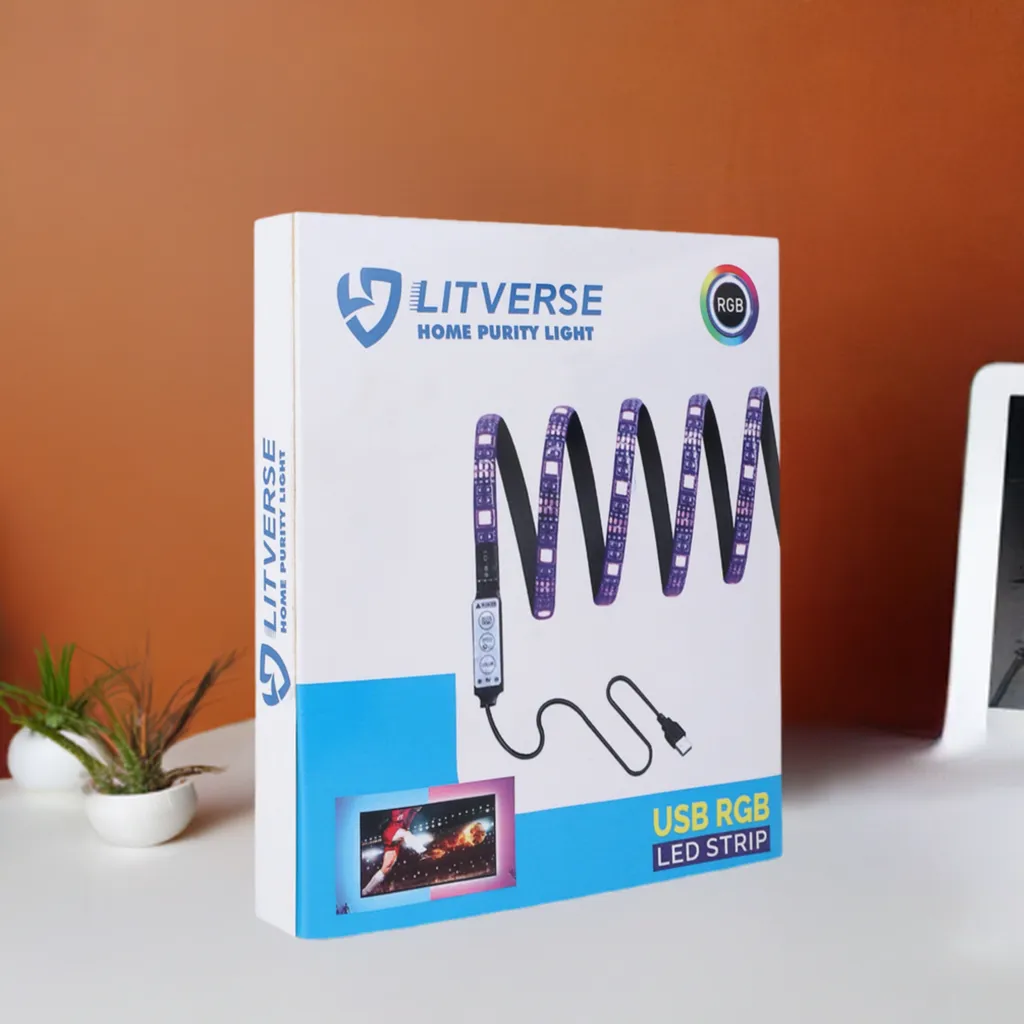 LITVERSE Light Strips 1Meter | RGB 5050 Color Changing LED Strip Light with USB Cable for TV Backlight, Bedroom, Cabinet Shelf Display (1 Meter for 16'' to 28''-Multi)