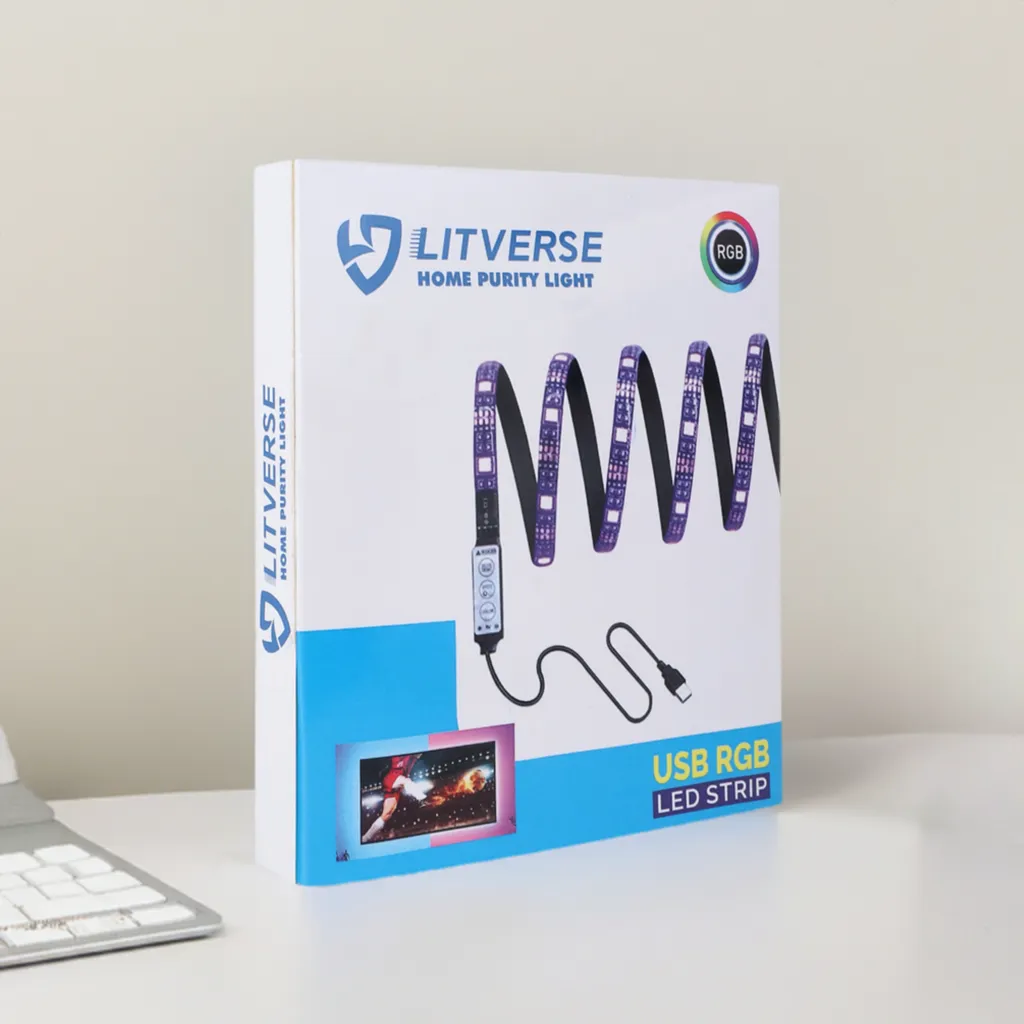 LITVERSE Light Strips 1Meter | RGB 5050 Color Changing LED Strip Light with USB Cable for TV Backlight, Bedroom, Cabinet Shelf Display (1 Meter for 16'' to 28''-Multi)