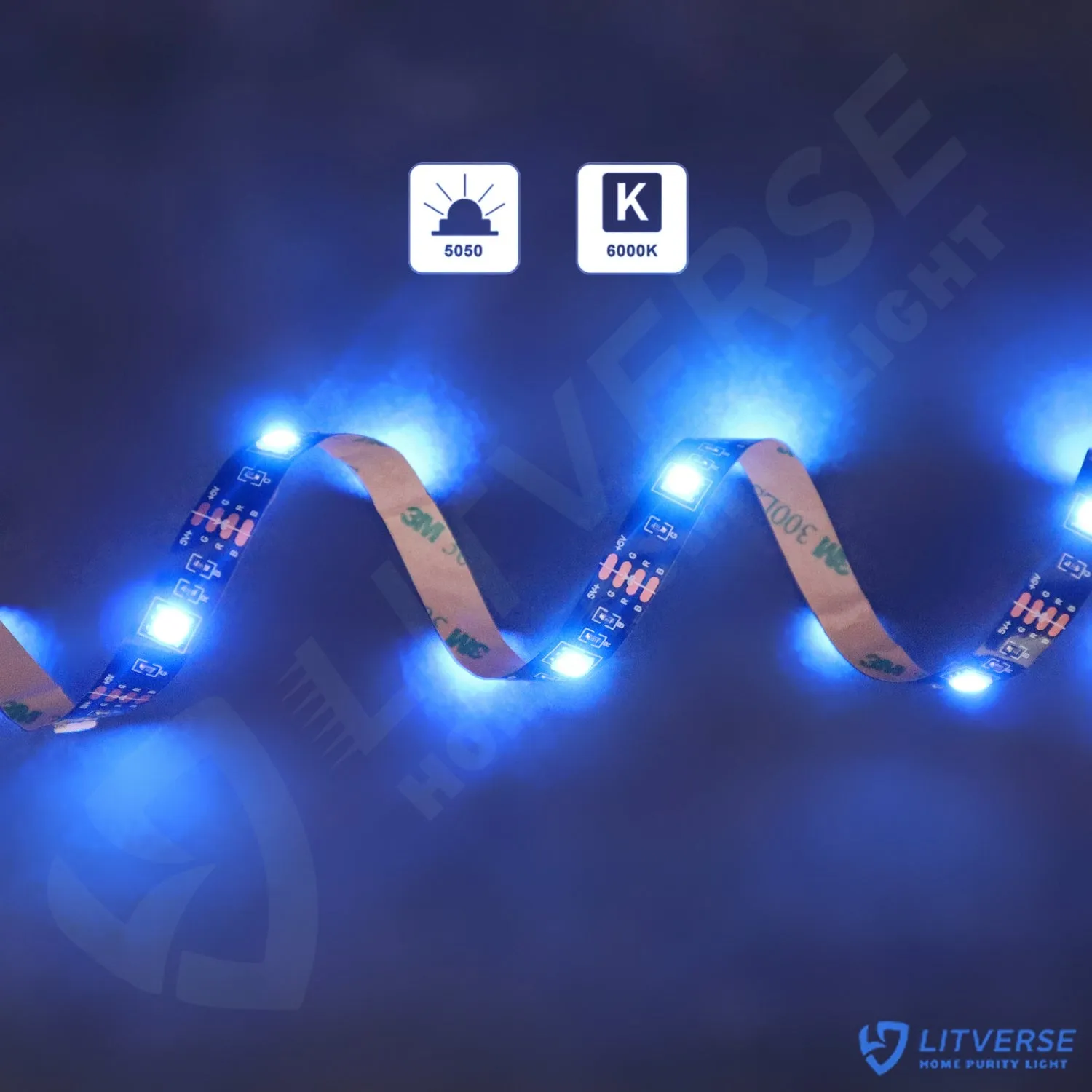 LITVERSE Light Strips 1Meter | RGB 5050 Color Changing LED Strip Light with USB Cable for TV Backlight, Bedroom, Cabinet Shelf Display (1 Meter for 16'' to 28''-Multi)