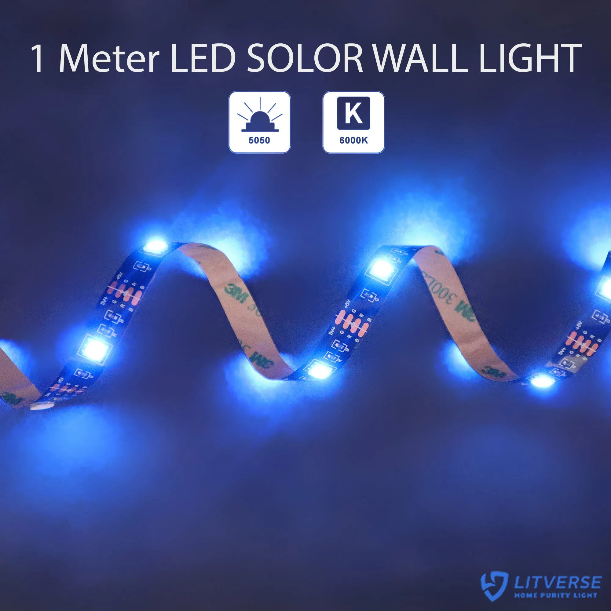 LITVERSE Light Strips 1Meter | RGB 5050 Color Changing LED Strip Light with USB Cable for TV Backlight, Bedroom, Cabinet Shelf Display (1 Meter for 16'' to 28''-Multi)