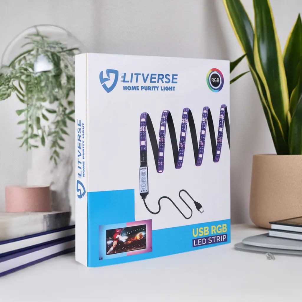 LITVERSE Light Strips 1Meter | RGB 5050 Color Changing LED Strip Light with USB Cable for TV Backlight, Bedroom, Cabinet Shelf Display (1 Meter for 16'' to 28''-Multi)