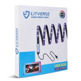 LITVERSE Light Strips 1Meter | RGB 5050 Color Changing LED Strip Light with USB Cable for TV Backlight, Bedroom, Cabinet Shelf Display (1 Meter for 16'' to 28''-Multi)
