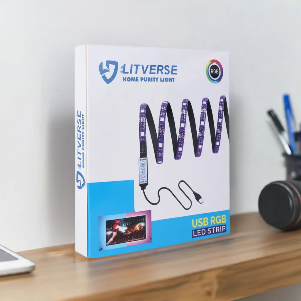 LITVERSE Light Strips 1Meter | RGB 5050 Color Changing LED Strip Light with USB Cable for TV Backlight, Bedroom, Cabinet Shelf Display (1 Meter for 16'' to 28''-Multi)
