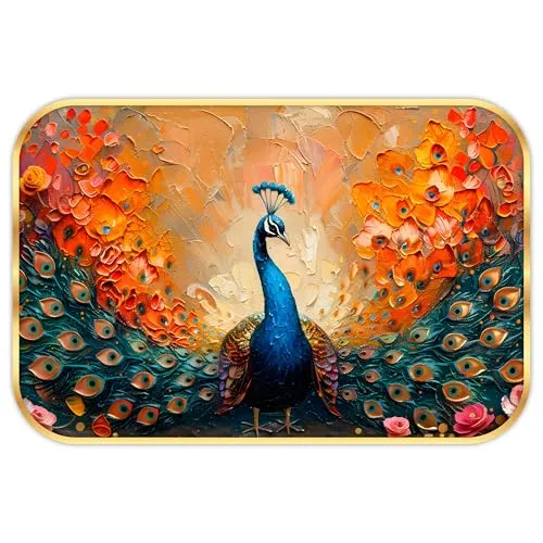 Livin'luxe paintings beautiful peacock modern art Premium Sparkle Lamination Finished Surface Golden Slim Frame 30 cm x 46 cm Large Size, For Home/Office/Hotel painting MG75