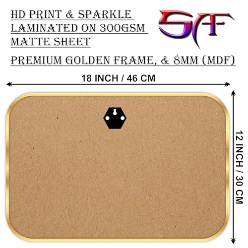 Livin'luxe paintings beautiful peacock modern art Premium Sparkle Lamination Finished Surface Golden Slim Frame 30 cm x 46 cm Large Size, For Home/Office/Hotel painting MG75