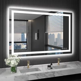 LOAAO 40X32 LED Bathroom Mirror with Lights, Anti-Fog, Dimmable, Backlit   Front Lit, Lighted Bathroom Vanity Mirror for Wall, Memory Function, Waterproof, Tempered Glass