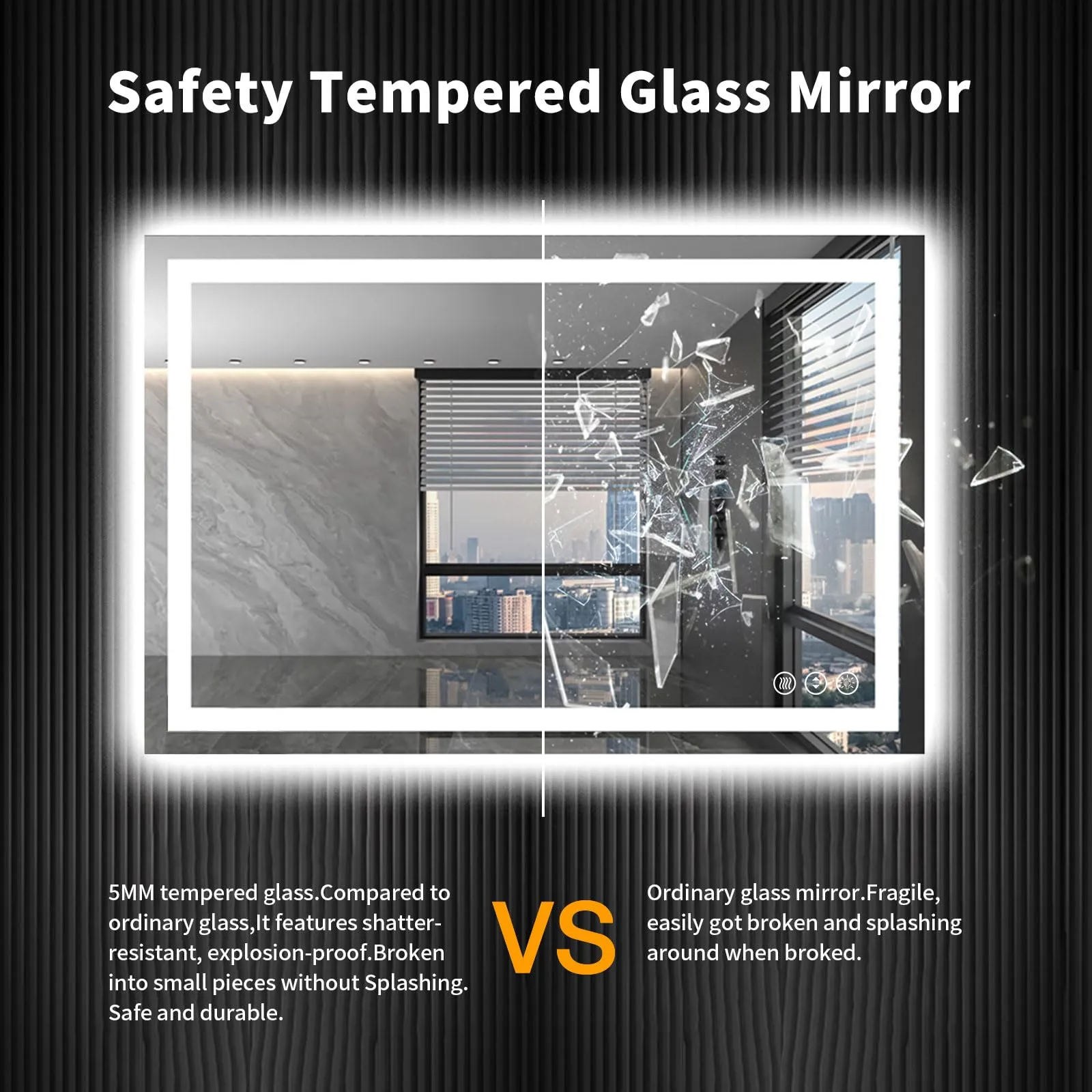 LOAAO 40X32 LED Bathroom Mirror with Lights, Anti-Fog, Dimmable, Backlit   Front Lit, Lighted Bathroom Vanity Mirror for Wall, Memory Function, Waterproof, Tempered Glass