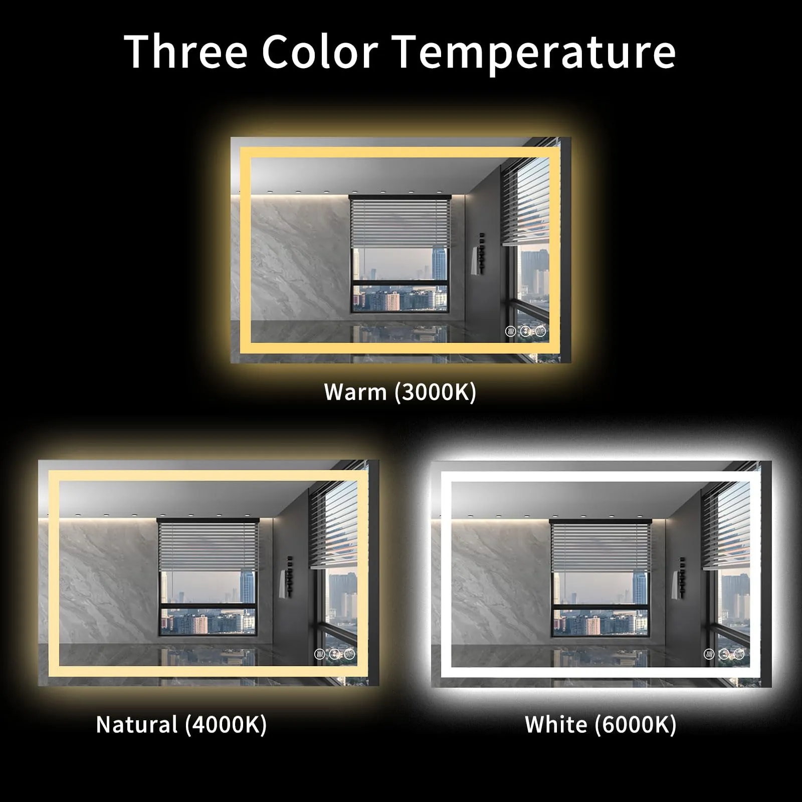 LOAAO 40X32 LED Bathroom Mirror with Lights, Anti-Fog, Dimmable, Backlit   Front Lit, Lighted Bathroom Vanity Mirror for Wall, Memory Function, Waterproof, Tempered Glass