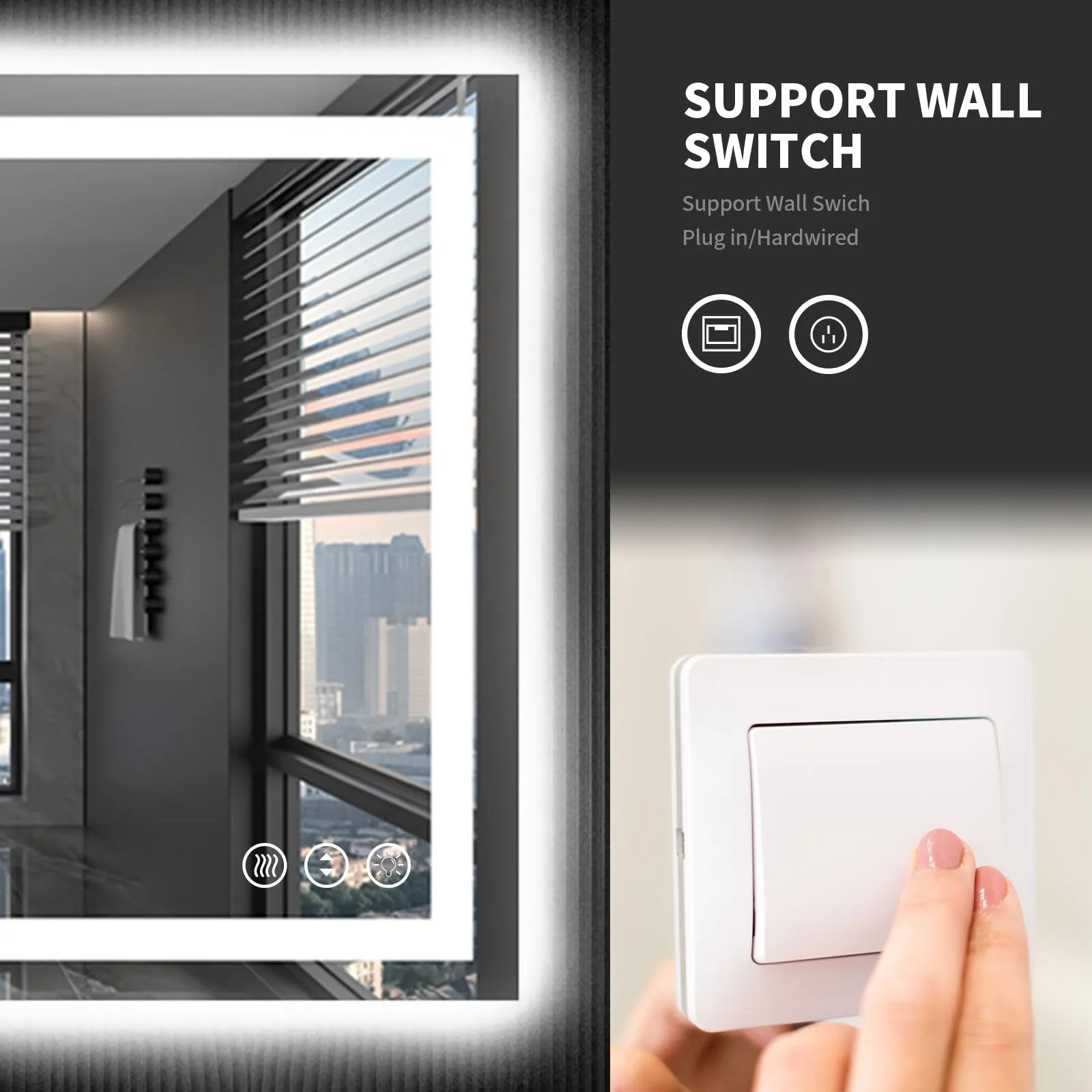 LOAAO 40X32 LED Bathroom Mirror with Lights, Anti-Fog, Dimmable, Backlit   Front Lit, Lighted Bathroom Vanity Mirror for Wall, Memory Function, Waterproof, Tempered Glass