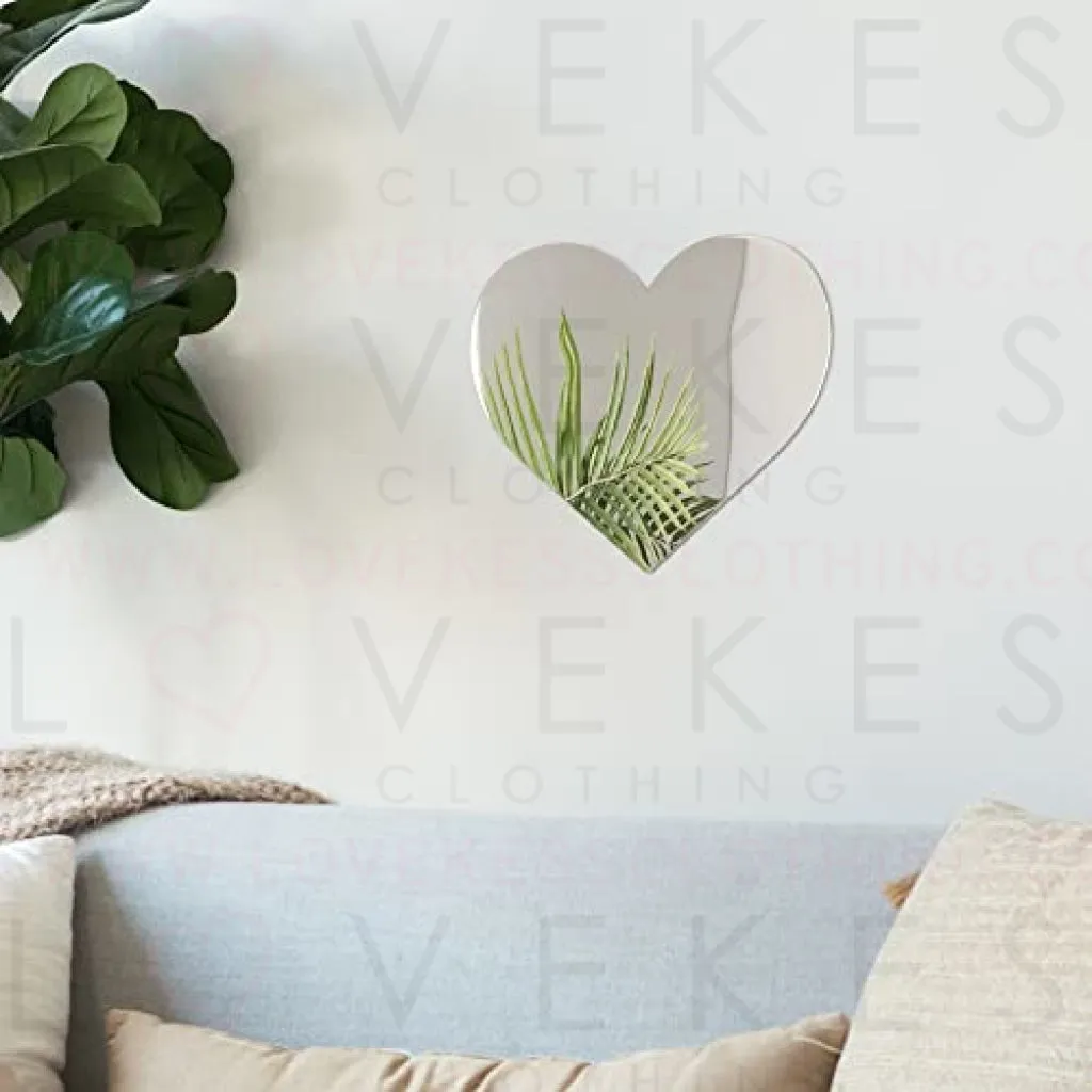 Lunar Sol Heart Mirror for Wall - Heart Mirror with Chic Boho Aesthetic for Urban Bedroom Vanity or Makeup Table - Durable Lightweight and Safe Acrylic Coquette Room Decor (12.5’ x 14’, Silver)