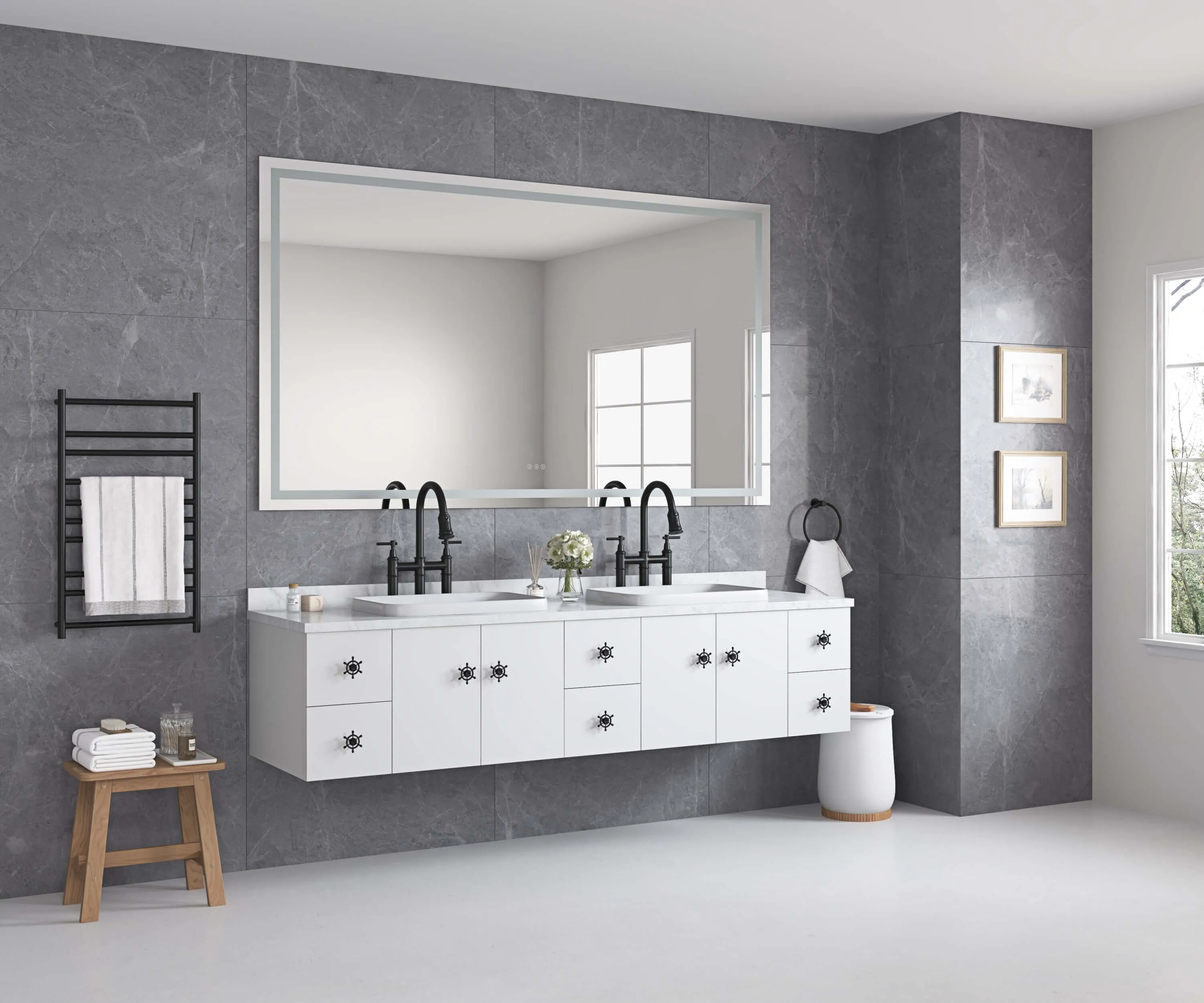 Luxurious 60in Frameless LED Vanity Mirror with Smart Touch