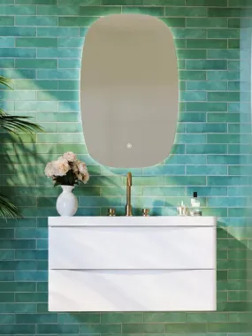 MALLIK DESIGN Bathroom Q-Line Backlit LED Mirror with Light 24x18 Inch Lighted Vanity Mirror for Bathroom Dimmable 3 Color Horizontal Smart Makeup Light up Mirrors