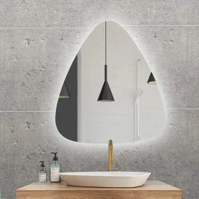MALLIK DESIGN Bathroom Triangle LED Mirror with Light 24x18 Inch Backlit Lighted Vanity Mirror for Bathroom Dimmable 3 Color Horizontal Smart Makeup Light up Mirrors