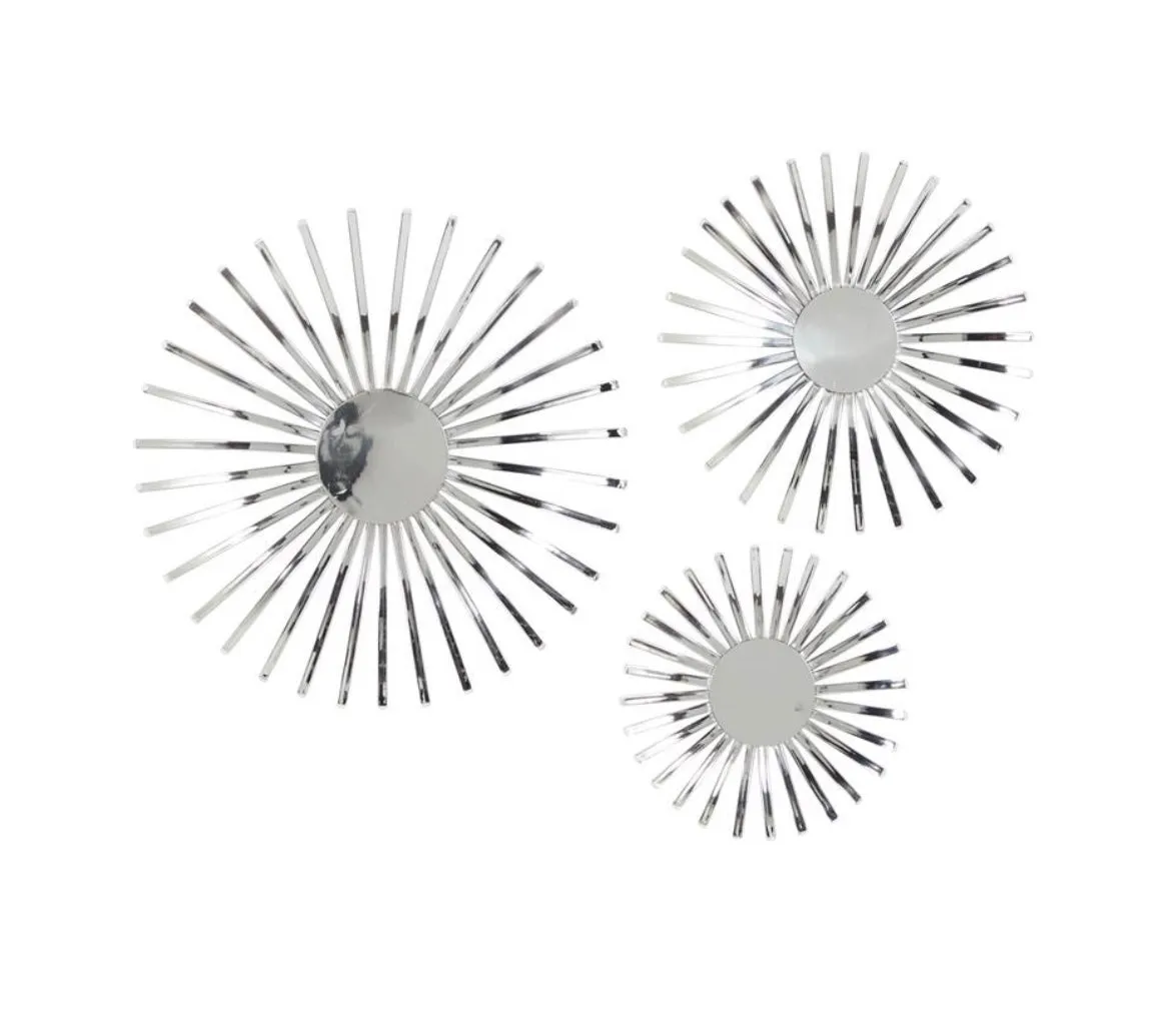 Metal Art - Silver Stainless Steel Contemporary Abstract Wall Decor - Set of 3 20", 16", 12"W