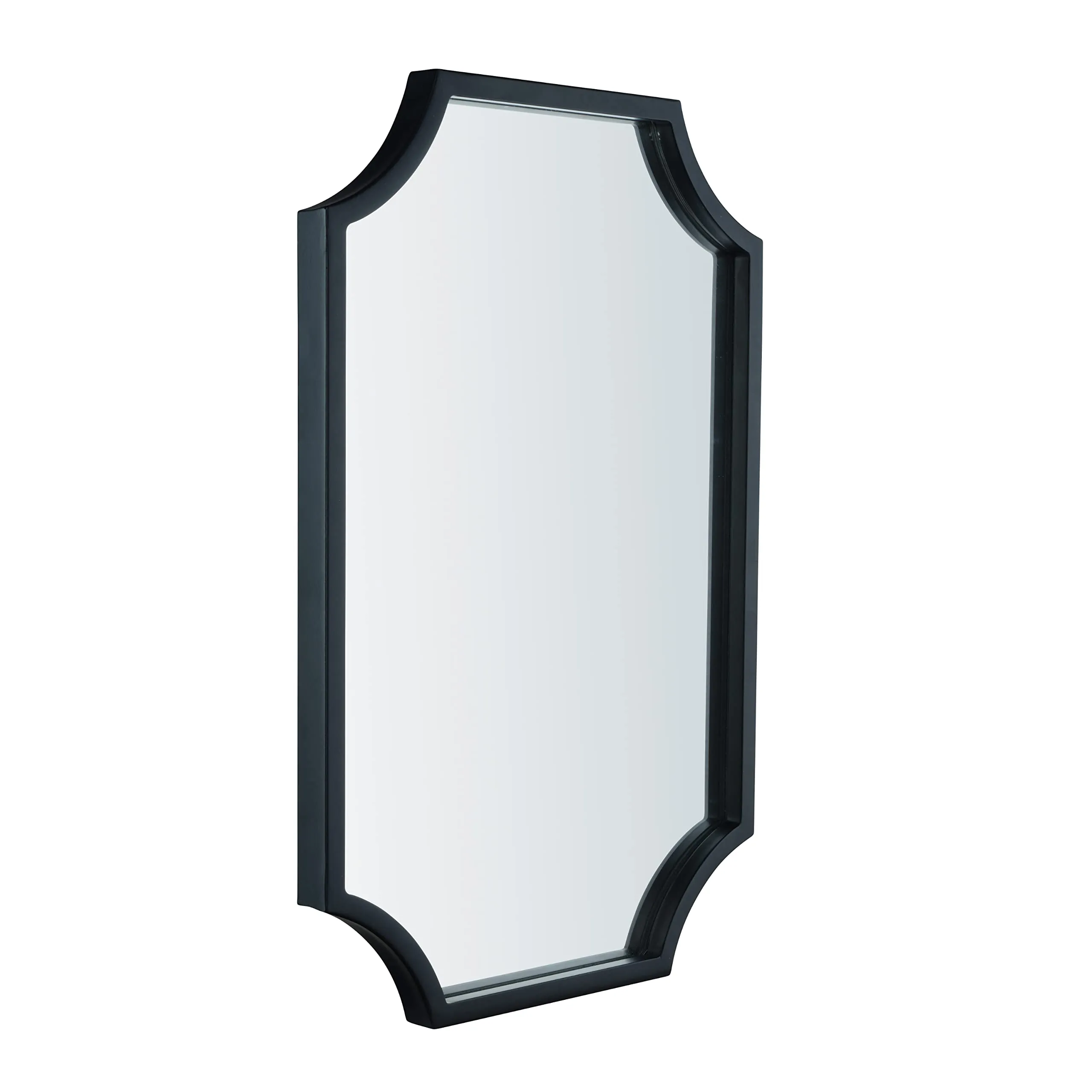 Metal Framed 16x24 Inch Black Scalloped Mirror  Small Rectangle Decorative