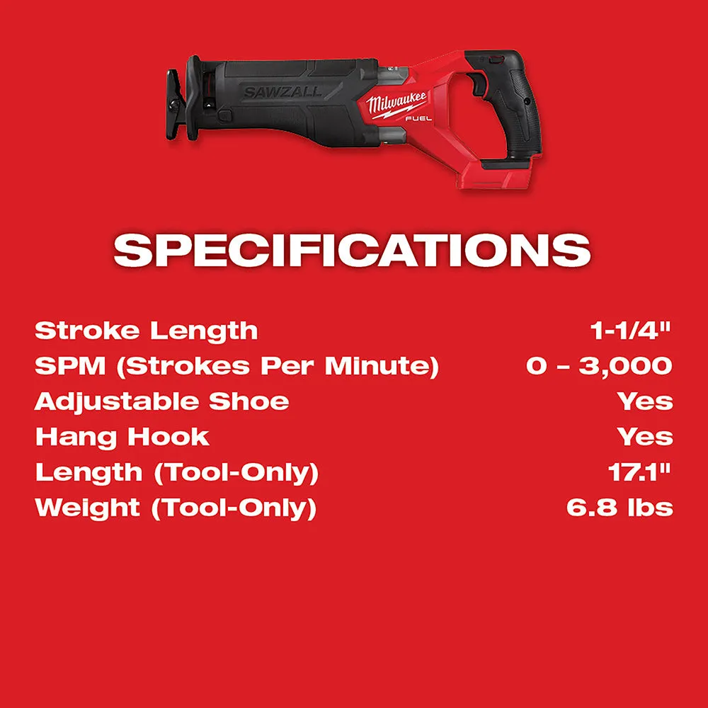 Milwaukee 2821-20SK5 M18 FUEL 18V SAWZALL Recip Saw w/ Battery and Charger