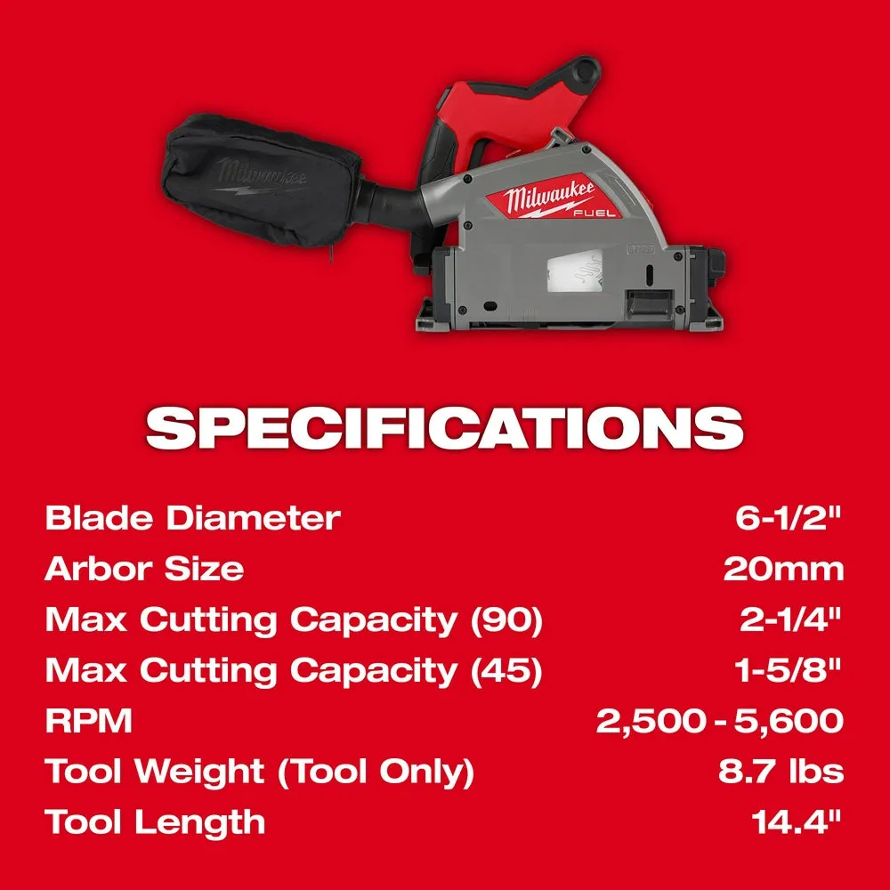 Milwaukee 2831-20X55 M18 FUEL 18V 6-1/2" Plunge Track Saw w/ Clamp and 55" Track