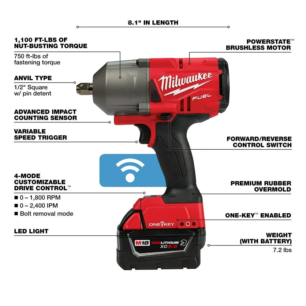 Milwaukee 2862-22R M18 FUEL 18V 1/2" High Torque Impact Wrench Pin Detent Kit