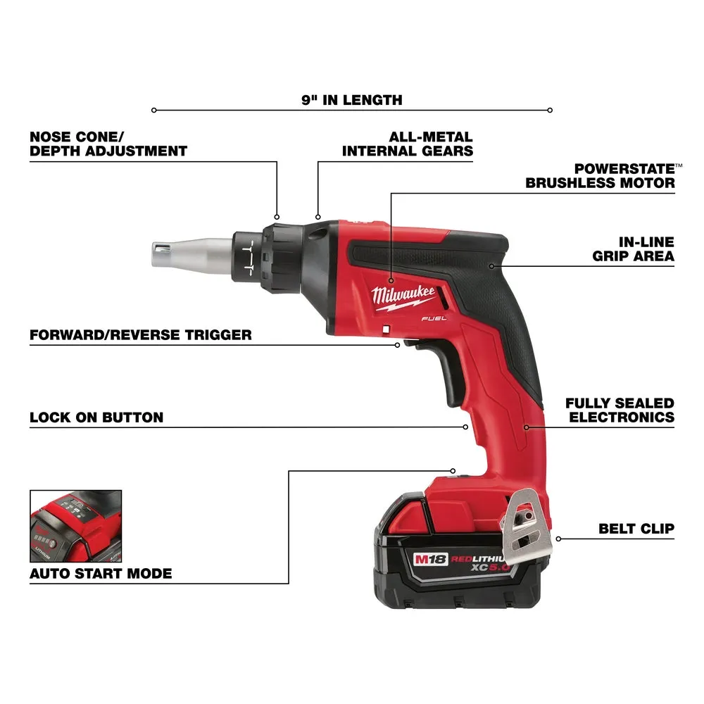 Milwaukee 2866-22 M18 FUEL 18V Drywall Scew Gun Kit w/ Drywall Cut Out Tool