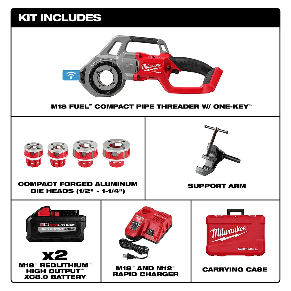 Milwaukee 2870-82 M18 FUEL 18V Compact Pipe Threader Kit w/ ONE-KEY - Recon