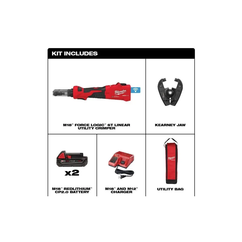 Milwaukee 2978-22 Tool M18 18V Lithium-Ion Cordless FORCE LOGIC 6-Ton Utility Crimping Kit with D3 Snub Nose Jaw