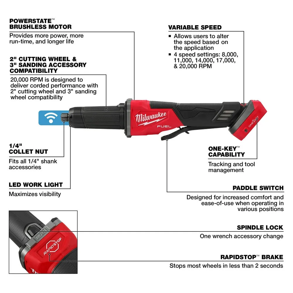 Milwaukee 2984-80 M18 FUEL 18V Braking Die Grinder Paddle - Recon - Bare Tool