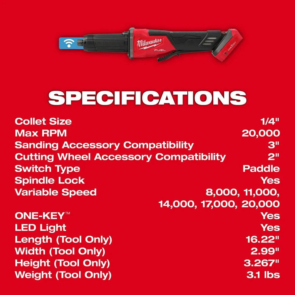 Milwaukee 2984-80 M18 FUEL 18V Braking Die Grinder Paddle - Recon - Bare Tool