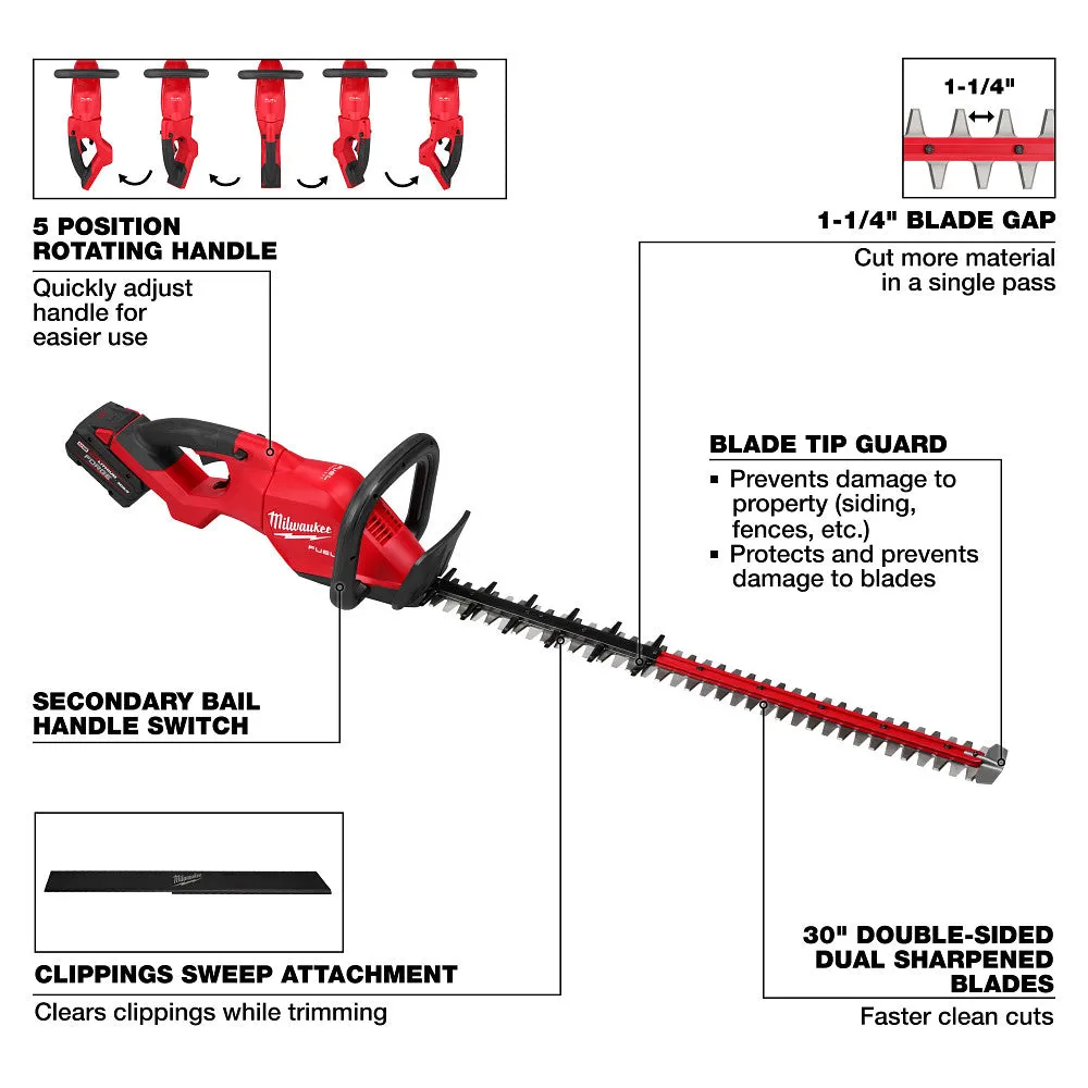 Milwaukee 3034-21 M18 FUEL 18V 30" Cordless Li-Ion Hedge Trimmer Kit