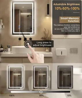 Mirror with Lights,Front Lighted Bathroom Mirrors for Wall,Touch Button and Memory (24''x18'')