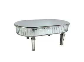 Mirrored Coffee Table » Oval silver finish