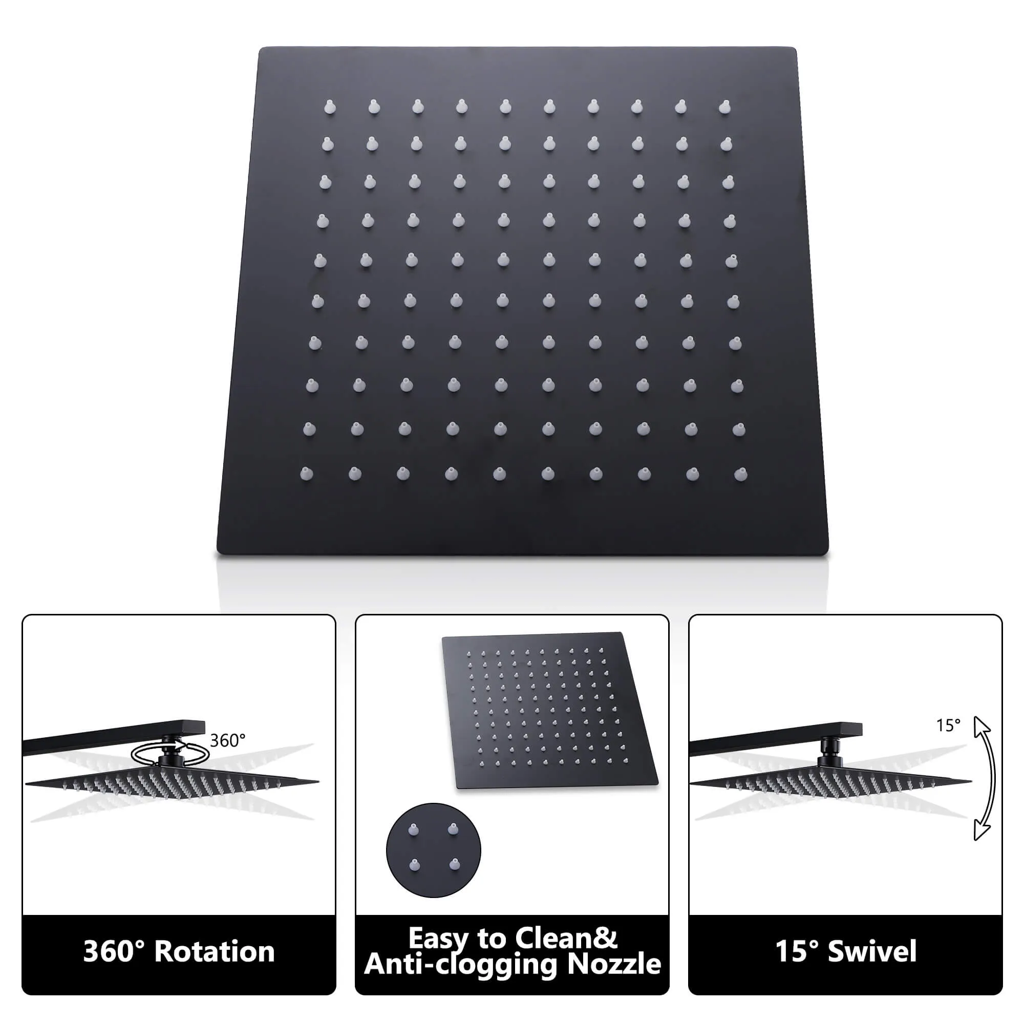 Modern Wall Mount Shower System with Ultra-thin Square Shower Head RB0785