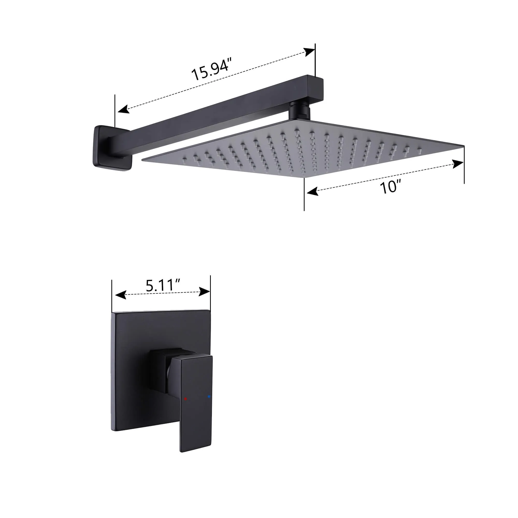 Modern Wall Mount Shower System with Ultra-thin Square Shower Head RB0785