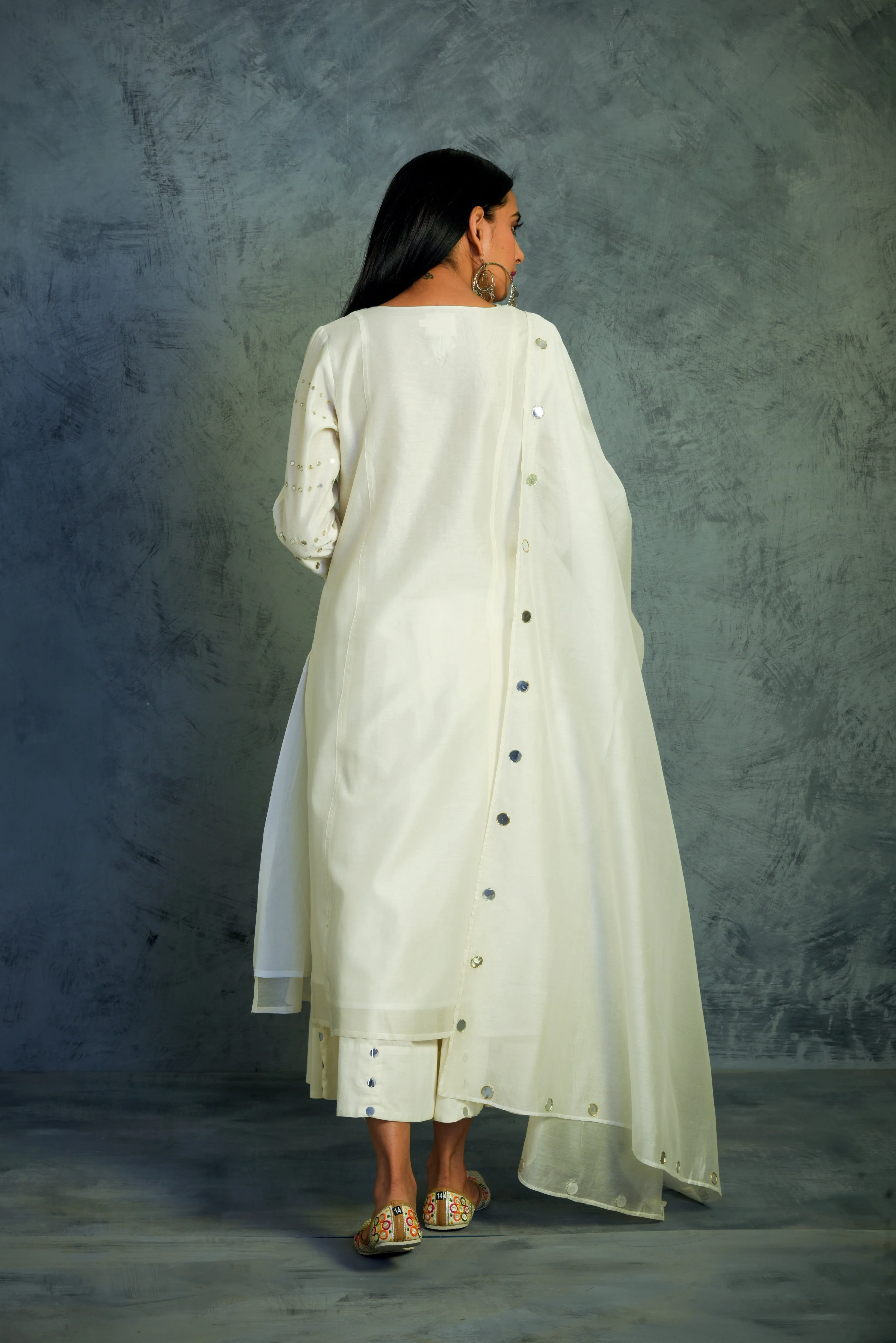 Off-white Gathered Kurta Set - Set of 3 | Size XS