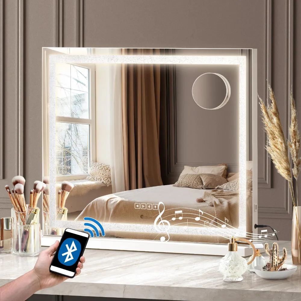 Oikiture Bluetooth Makeup Mirror Crystal LED 58x49cm